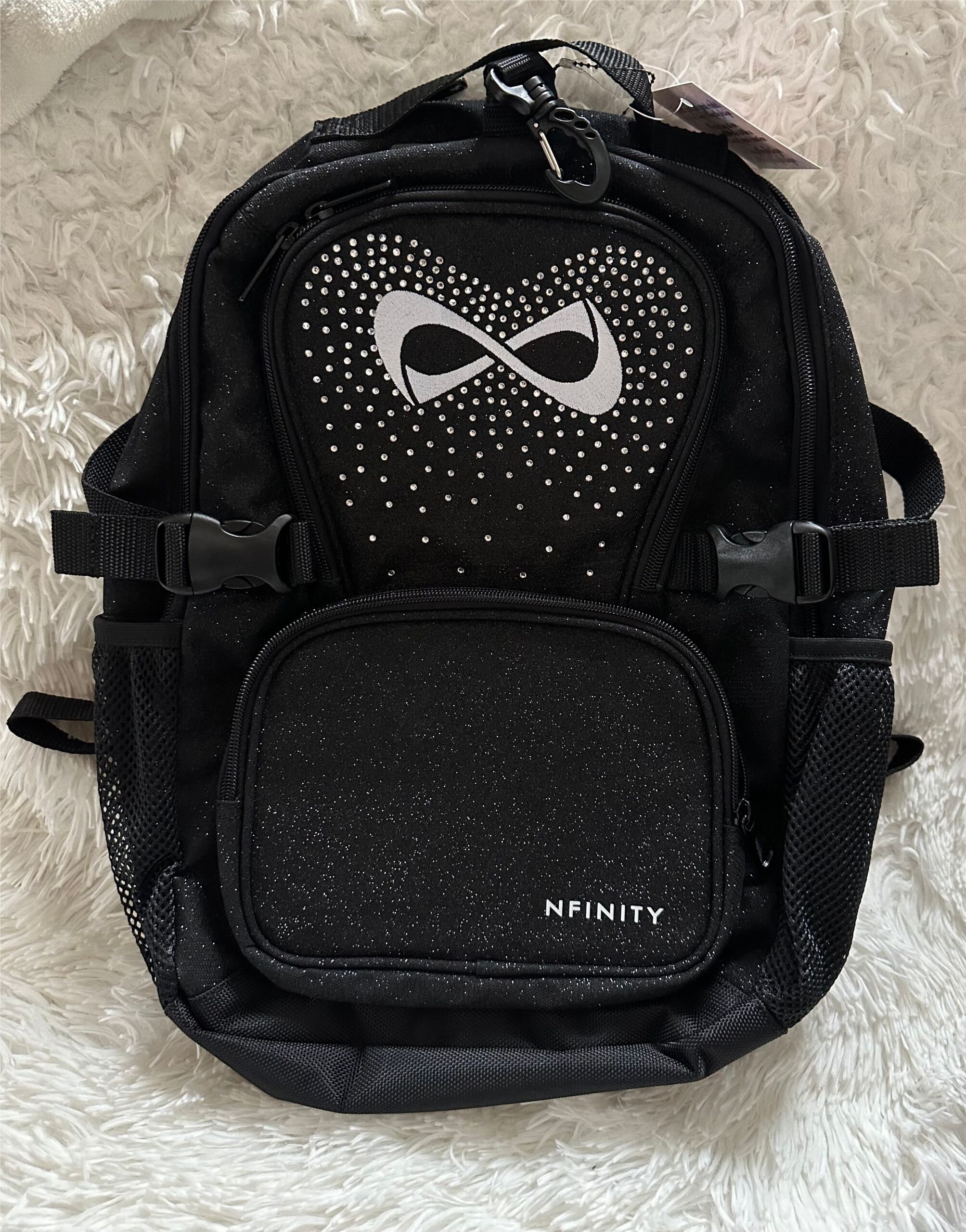 NWT Steve Madden Bling Rhinestone Mini Backpack Black Pristine Black Steve Madden mini backpack with adjustable... | Depop main image 4