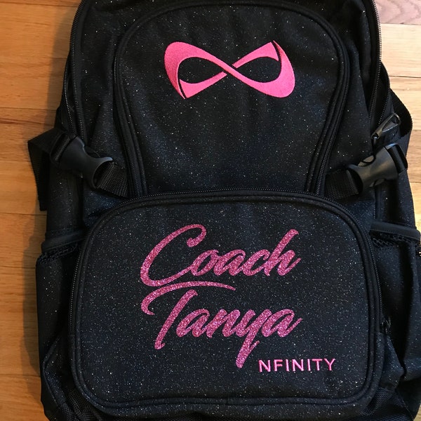 00 Nfinity Black Sparkle Backpacks with Pink Logo - Includes Personalization - Rhinestone Option