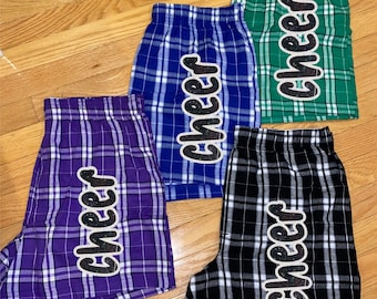 Plaid Flannel Cheer Shorts: Lounge Pajama Cheerleader Gift