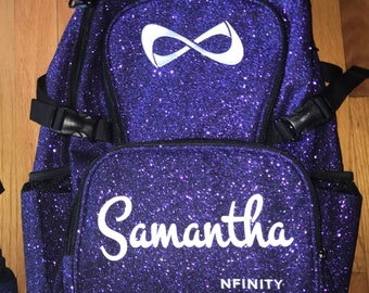 00 Nfinity Purple Sparkle Backpacks with White Logo - Includes Personalization - Rhinestone Option