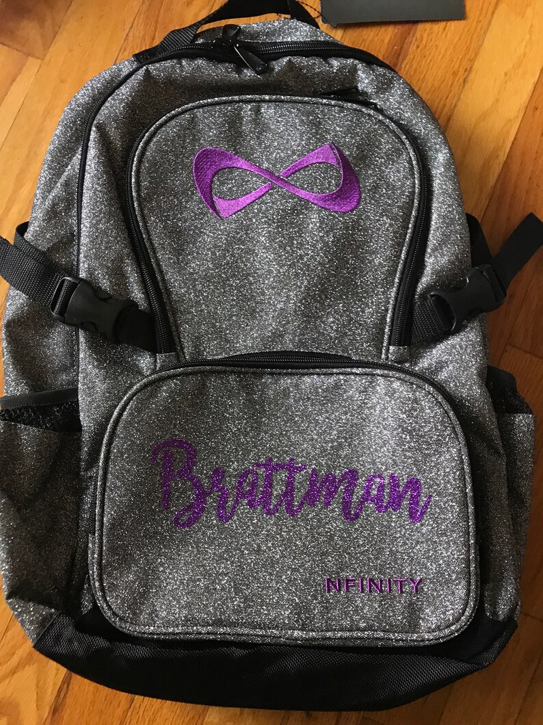 00 Nfinity Gray Sparkle Backpacks with Purple Logo | Etsy