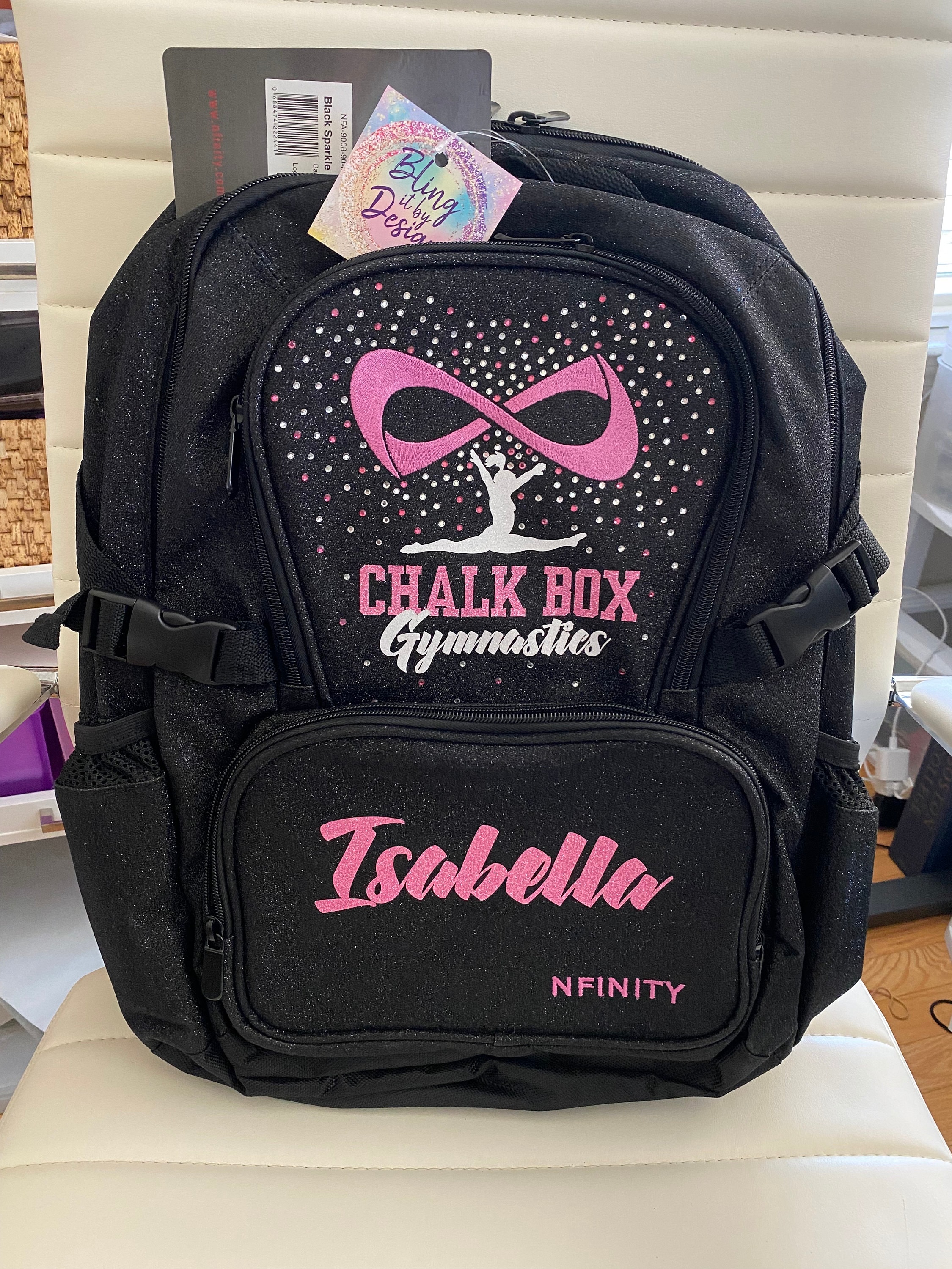 Nfinity Full Size Black Sparkle Backpacks With Pink Logo  display picture 3