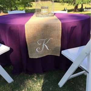 Custom Burlap Table Topper Overlay,Personalized Monogrammed Burlap Table Overlays,Personalized Burlap Table Runners image 2