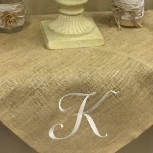 Custom Burlap Table Topper Overlay,Personalized Monogrammed Burlap Table Overlays,Personalized Burlap Table Runners image 3