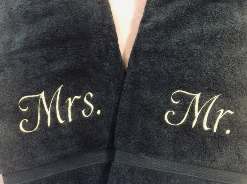 Mr and Mrs Towel Set Wedding Gift Anniversary Gift Bridal Etsy