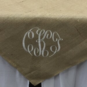 Custom Burlap Table Topper Overlay,Personalized Monogrammed Burlap Table Overlays,Personalized Burlap Table Runners image 5