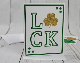 Happy St. Patrick's Day Greeting Card Kit | 4 Cards with Envelopes | Shamrock Luck | DIY Card Kit | Handmade Cards | Card Making Supplies