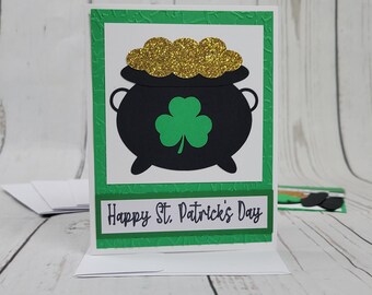 Happy St. Patrick's Day Greeting Card Kit | 4 Cards with Envelopes | Pot of Gold Card | DIY Card Kit | Handmade Cards | Card Making Supplies