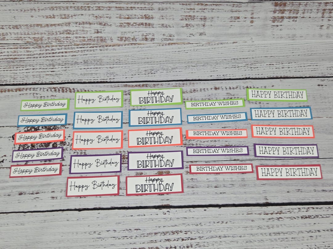 Precut Happy Birthday Sentiments for Card Making | DIY Card Pieces ...