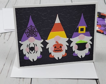 Happy Halloween Greeting Card Kit | 4 Cards with Envelopes | Gnomes Witch | DIY Card Kit | Handmade Halloween Cards | Card Making Supplies
