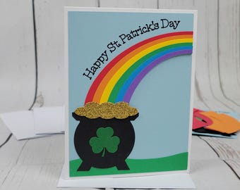 Happy St. Patrick's Day Greeting Card Kit, Rainbow Pot of Gold Cards, DIY Card Kit, Handmade Cards, Card Making Supplies