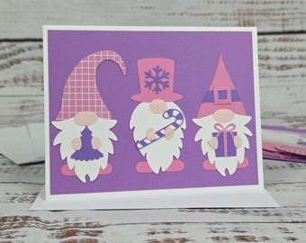 Merry Christmas Greeting Card Kit, 4 Cards with Envelopes, Sugarplum Christmas Gnomes, DIY Card Kit, Christmas Craft for Seniors, Supplies