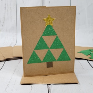 Merry Christmas Greeting Card Kit | 4 Cards with Envelopes | Tree Cards | DIY Card Kit | Handmade Christmas Cards | Card Making Supplies