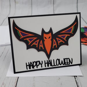 Happy Halloween Greeting Card Kit | 4 Cards with Envelopes | Bat Cards | DIY Card Kit | Handmade Halloween Cards | Card Making Supplies
