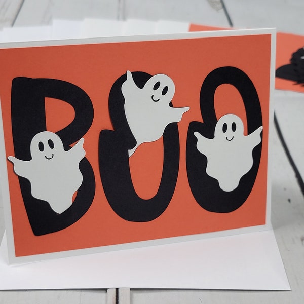 Happy Halloween Greeting Card Kit | 4 Cards with Envelopes | Ghost Cards | DIY Card Kit | Handmade Halloween Cards | Card Making Supplies