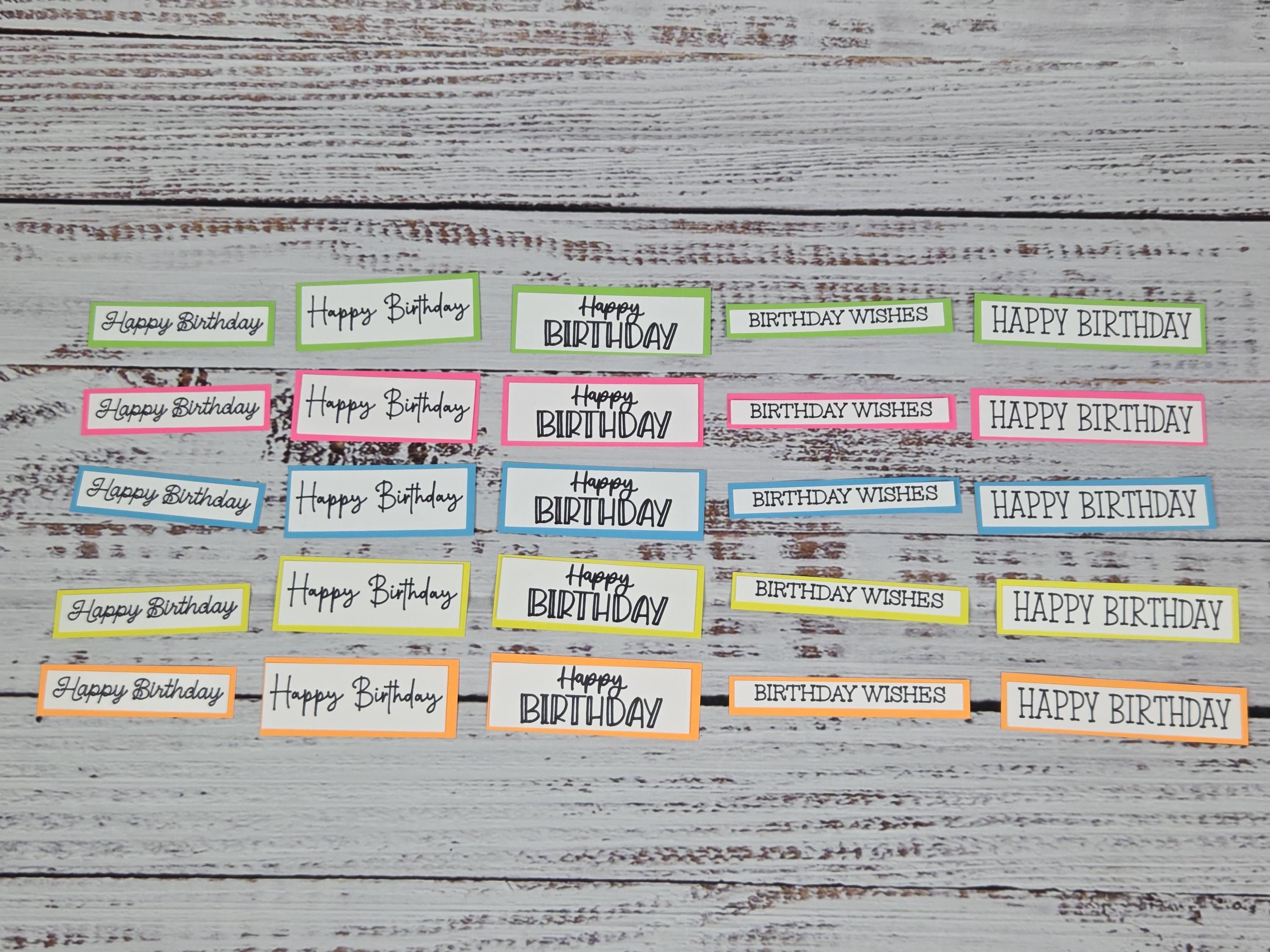Precut Happy Birthday Sentiments for Card Making | DIY Card Pieces ...