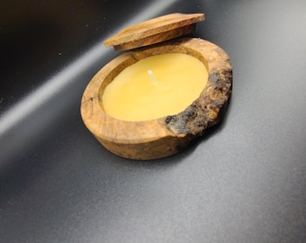 Vela de cera de abejas Burlwood: Portavelas rústico, recipiente reutilizable