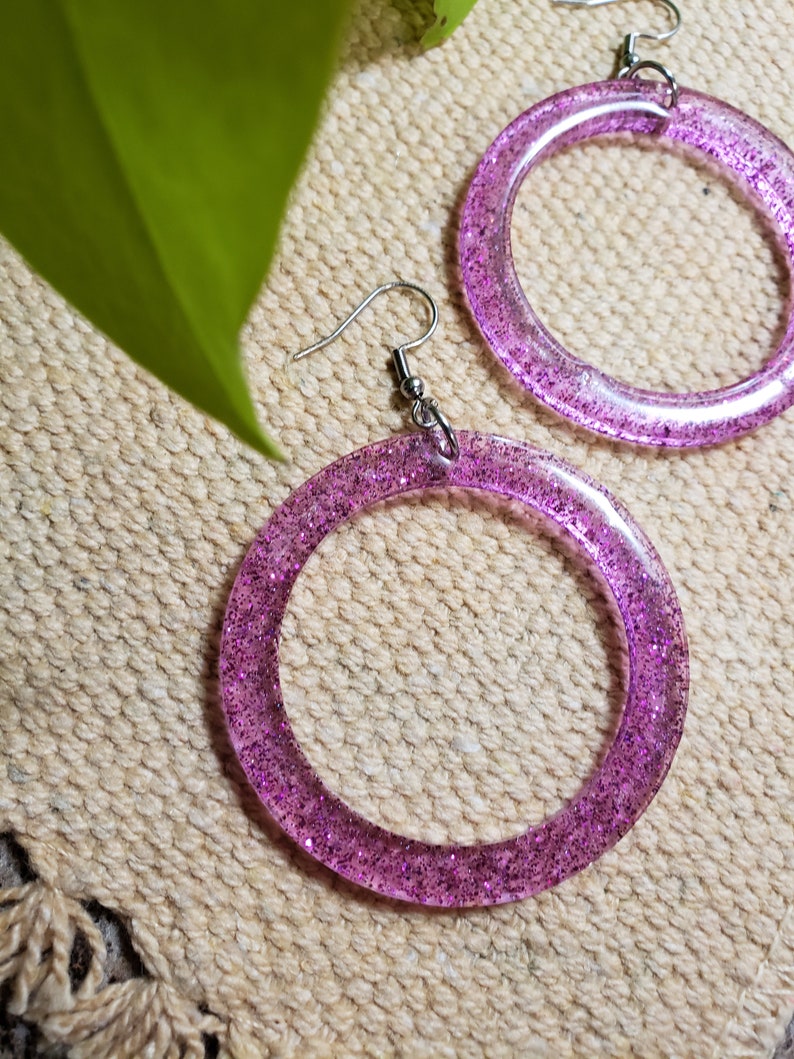 Purple Hoop Earrings Etsy