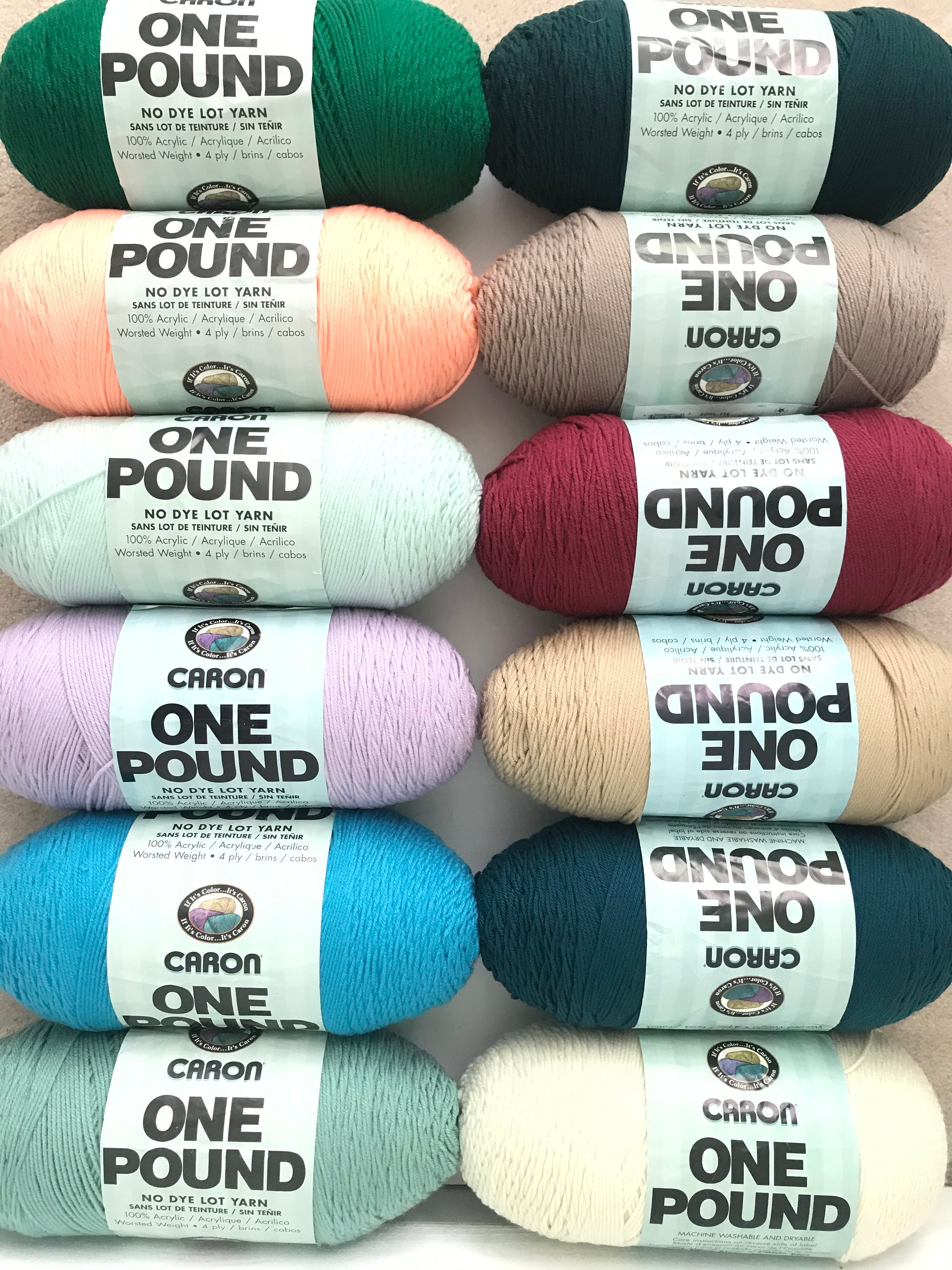 Caron One Pound Yarn CHOOSE COLOR no dye lot new in package FREE Shipping!  12 colors