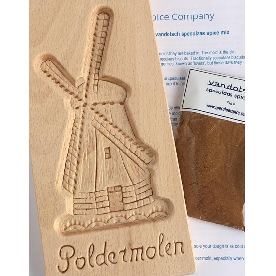 Extra Large windmill mould mold with vandotsch speculaas spice to make authentic Dutch speculaas biscuits