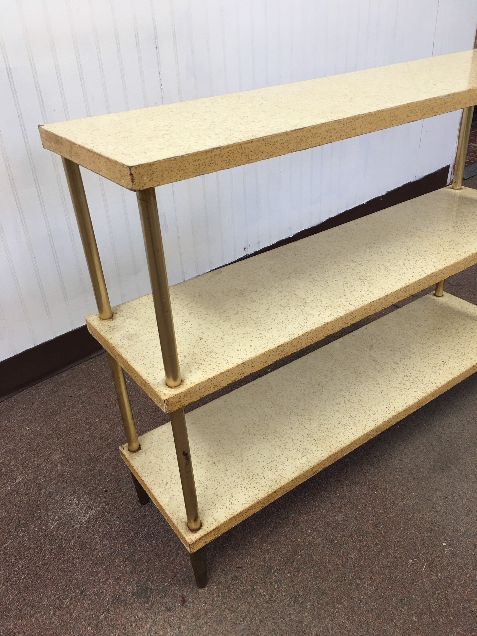 25 OFF MCM Gold Flecked Wood Faux Brass Uprights Shelving Etsy