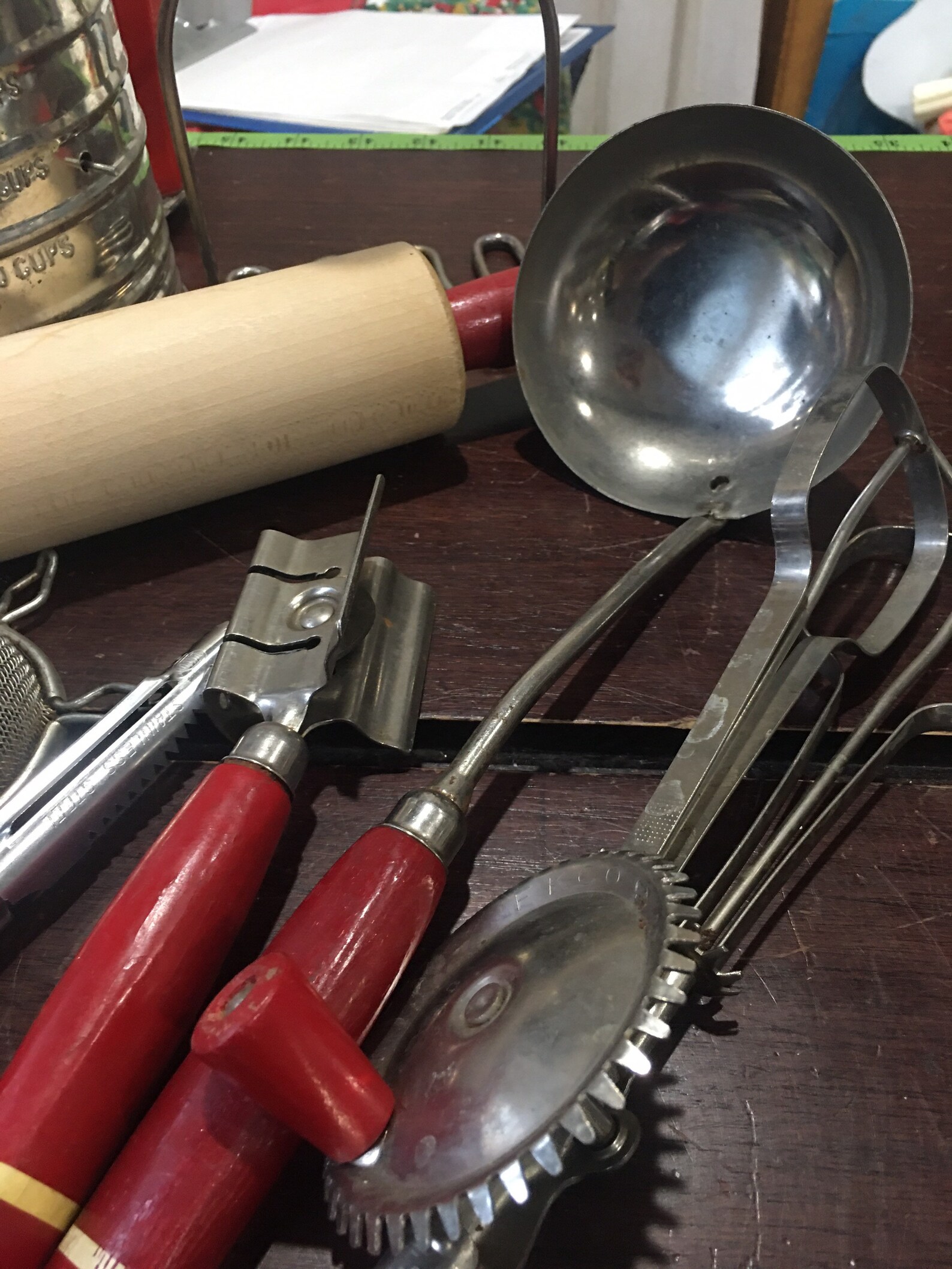 1940 Red Wooden Handle Kitchen Utensils Farmhouse Old School Etsy