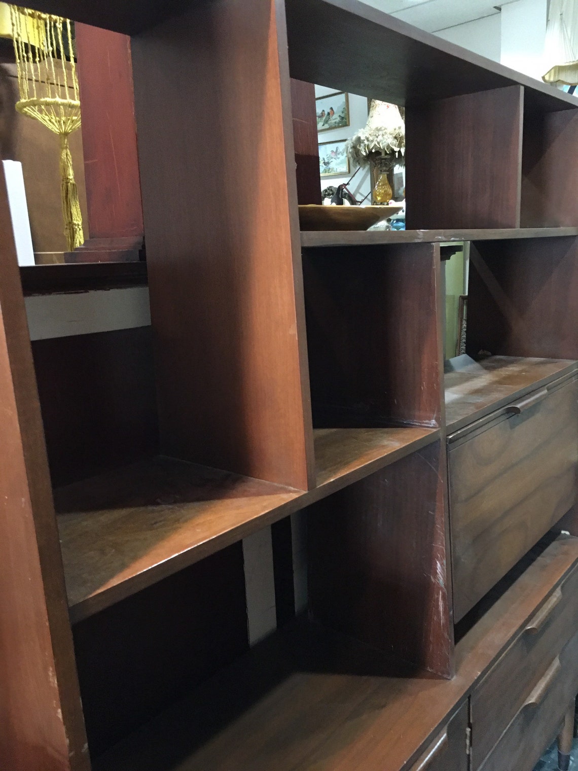 MCM Teak Large Wall Console Room Divider Book Shelf Desk Etsy