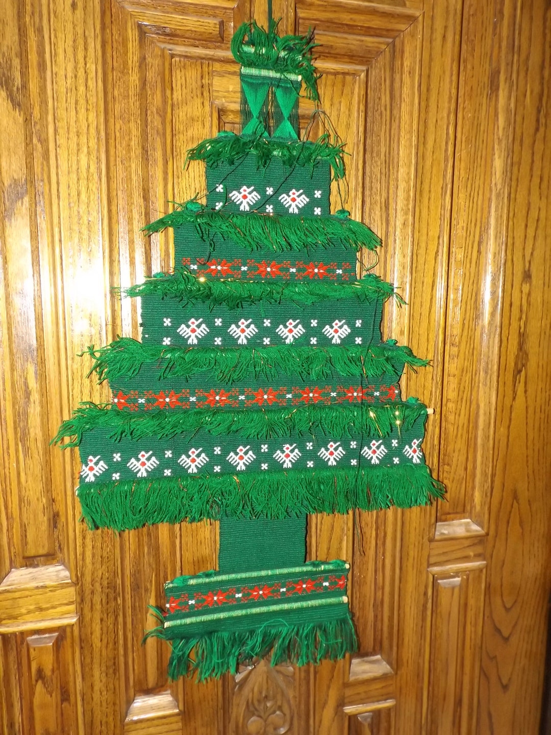 Handmade Folkart Woven Christmas Tree Wall Decor Holiday Etsy