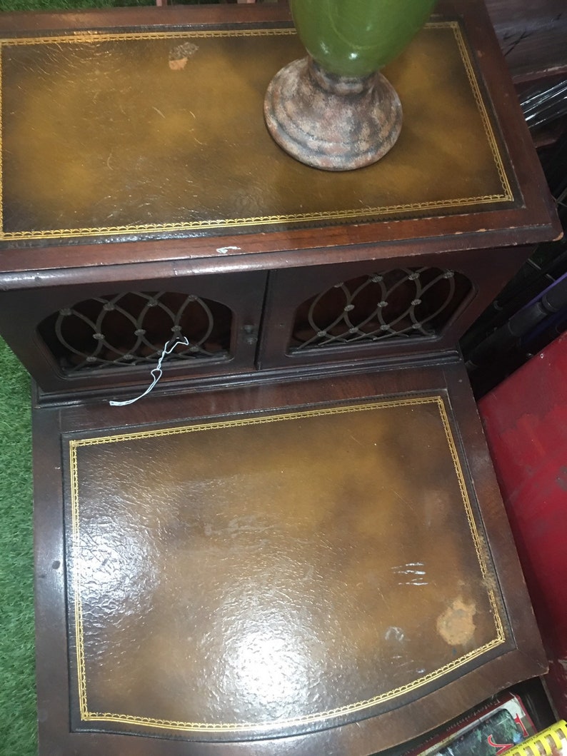 25 OFF Pair of Retro Leather Insert Side Tables Two Tier Etsy