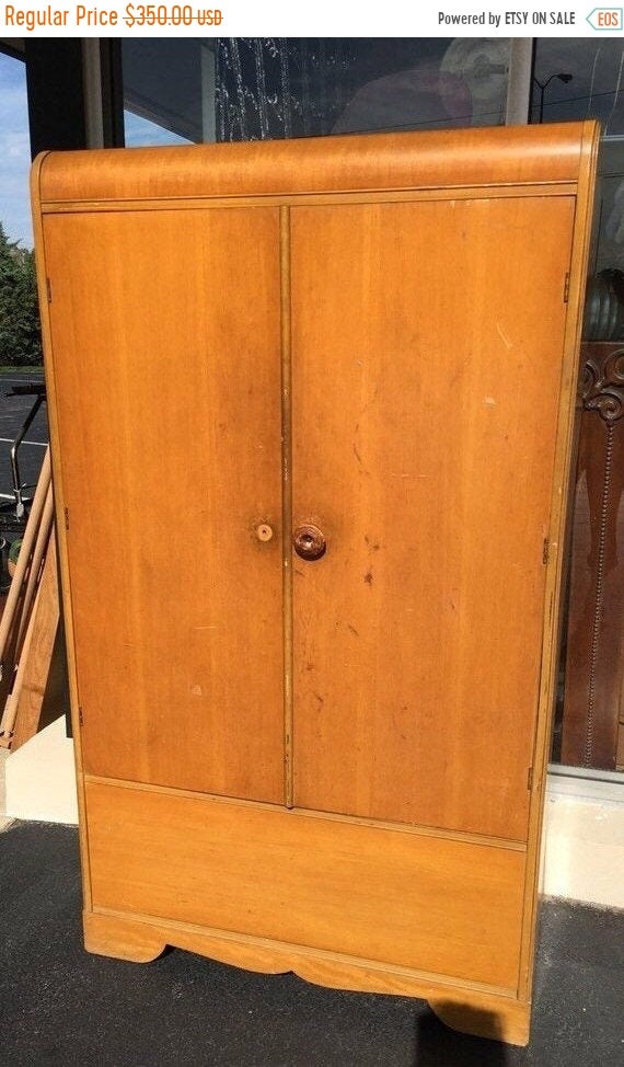 30 Off Sale Vintage Art Deco Waterfall Front Cedar Wardrobe Etsy