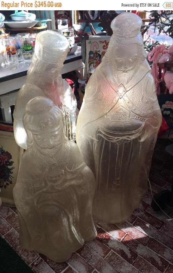 30 Off Sale Retro Clear Blow Mold Set Of Three Wisemen Etsy