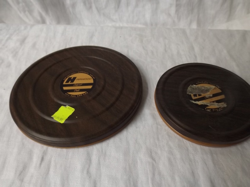 SUMMER SALE Pair of Harwood dual 8 MM vintage reel can continers retro Mad men mid century