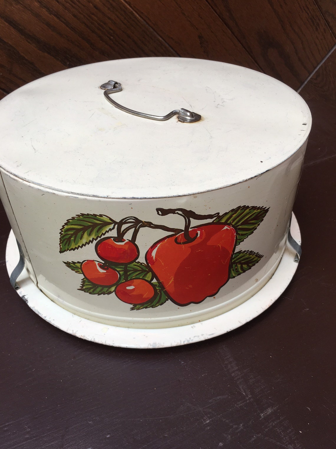 Boîte à gâteau ronde en métal antique avec base Decoware USA Etsy France