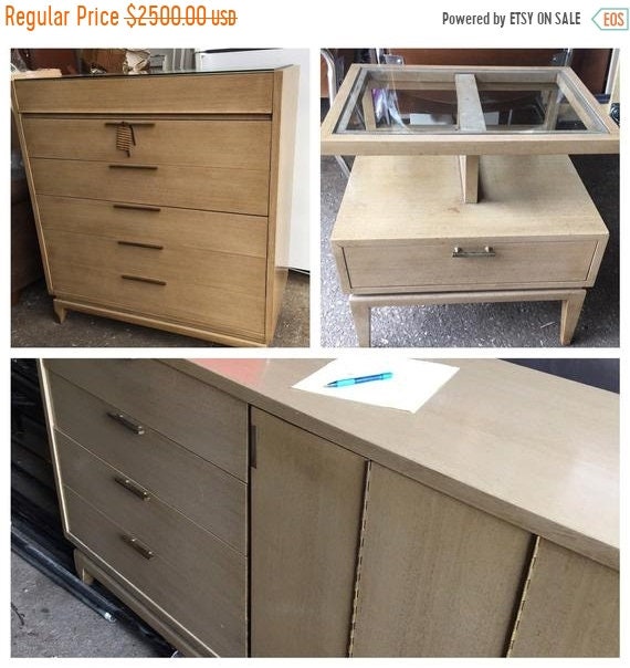 25 Off Mcm Retro Vintage Blonde Bedroom Suite Set Three Etsy