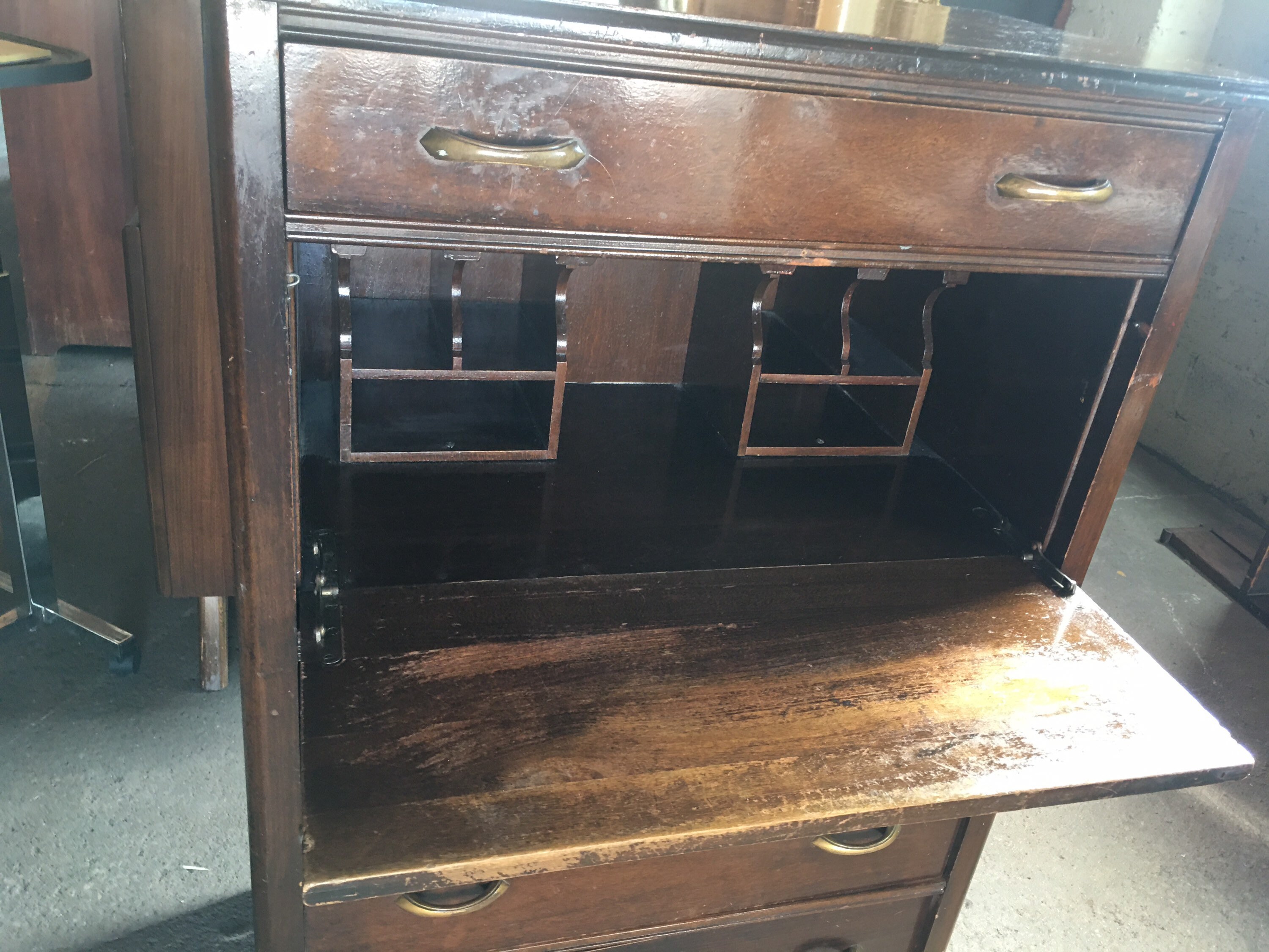 Antique Wooden Butler College Dresser With Wood Inlay Detail Etsy