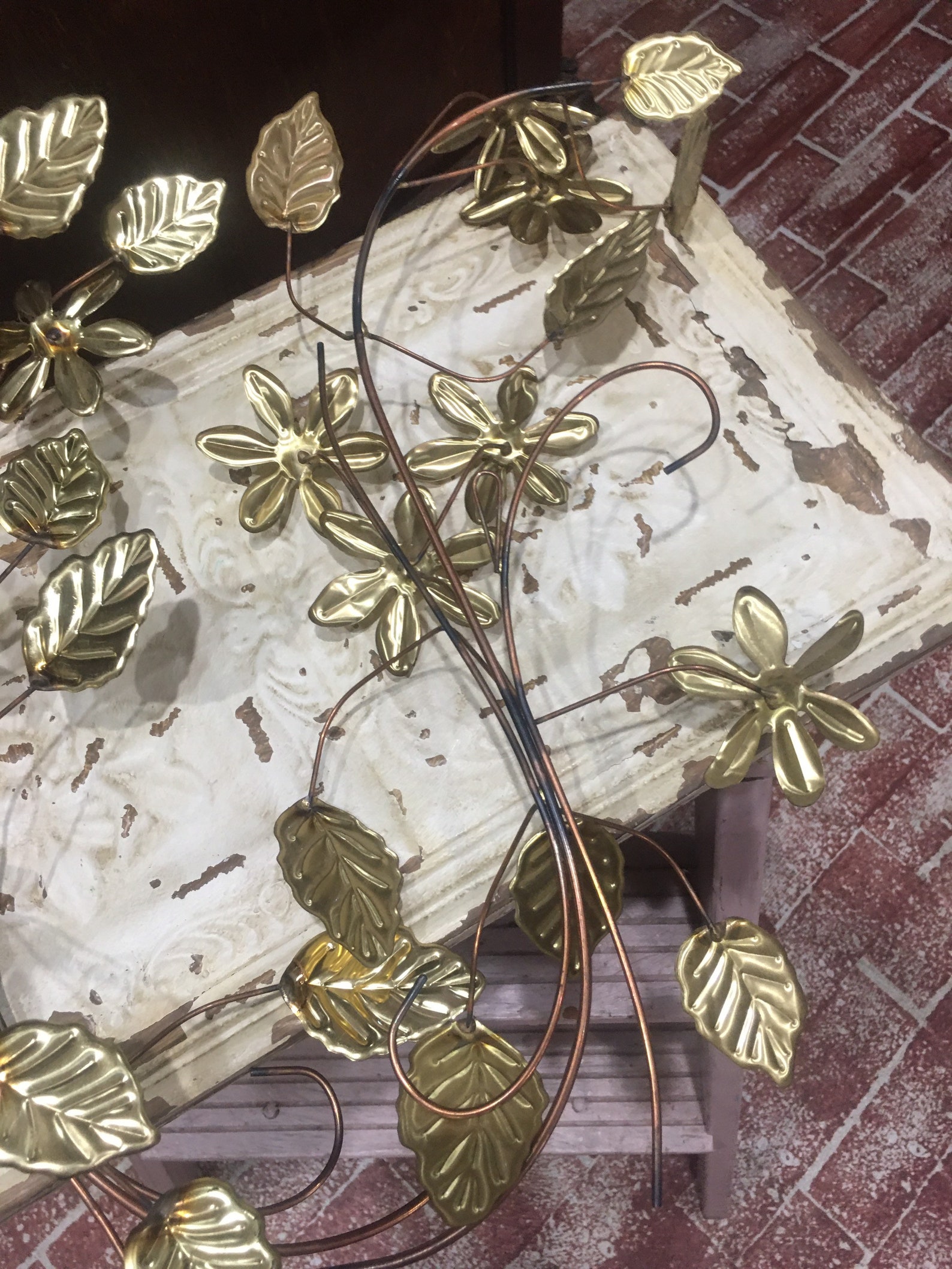 Vintage pair of MCM wall metal art daisies home office accent Etsy