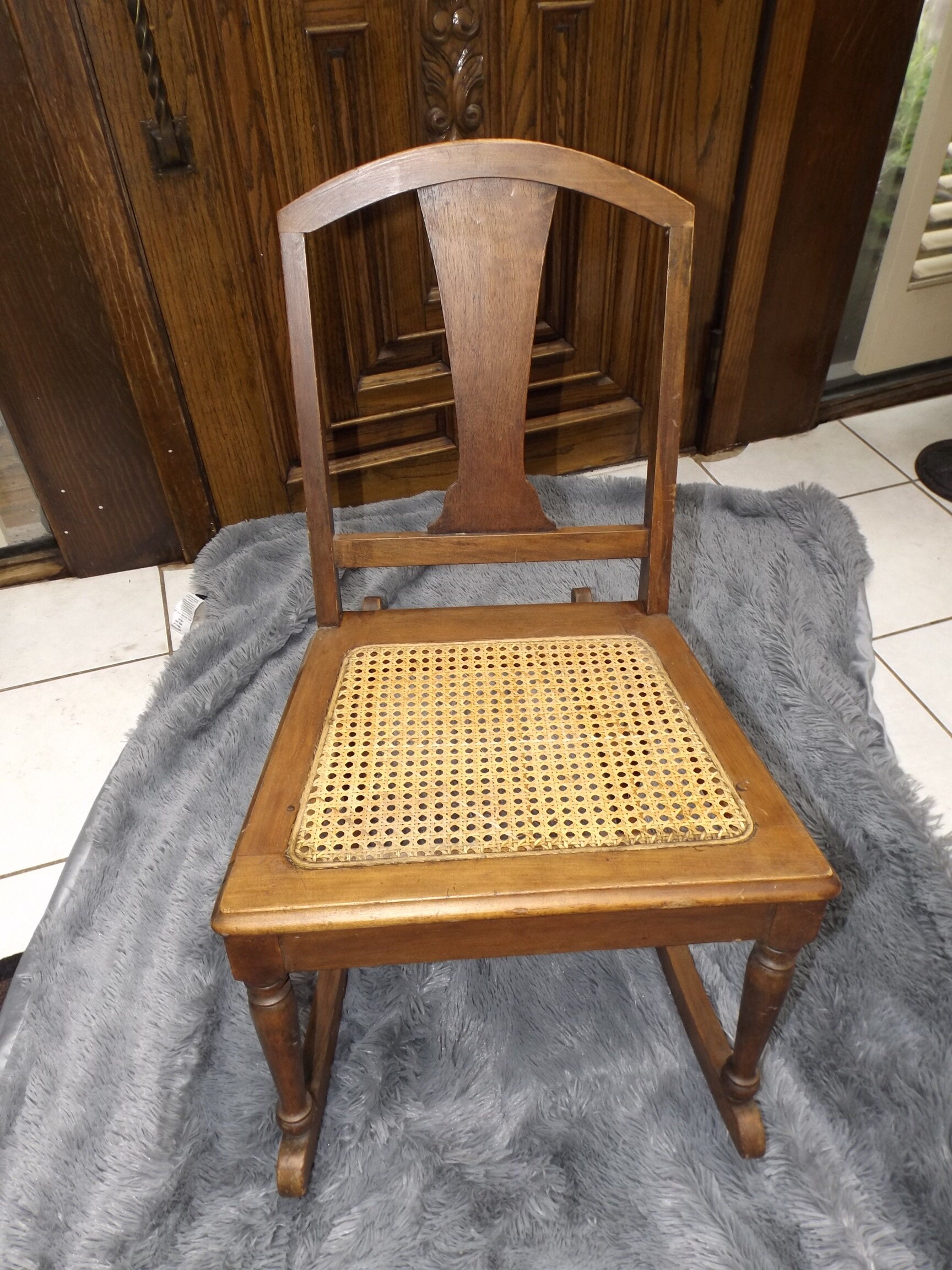 Antique Vintage Retro Walnut Fireside Rocker Furniture Etsy