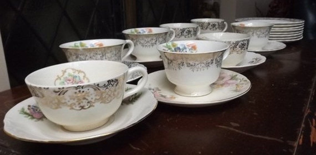 Vintage Tea Cups Bulk 8 Tea Cups Saucers Cake Plates Etsy