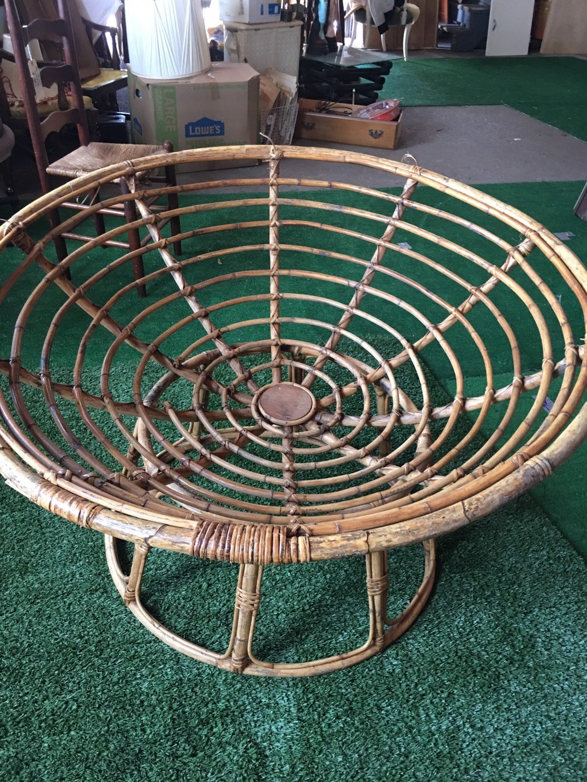 Vintage wicker rattan Papasan chair with base retro home Etsy