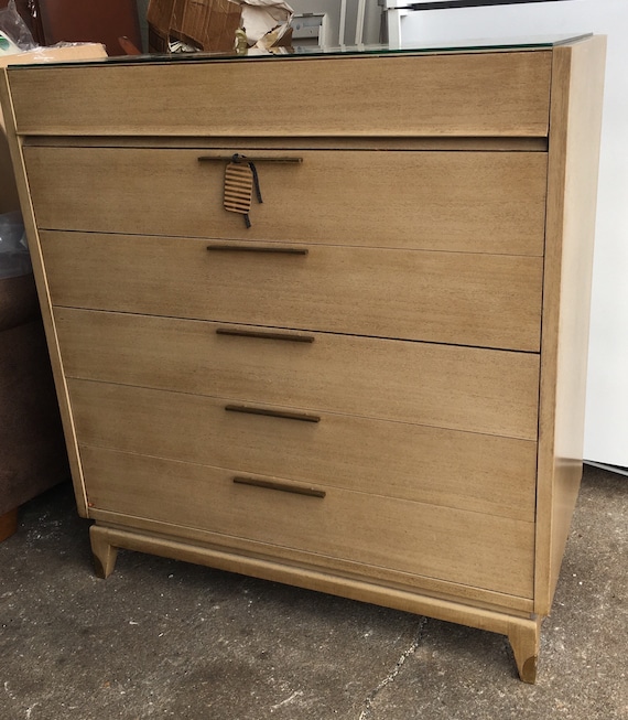 Autumn Sale Mcm Retro Vintage Blonde Bedroom Suite Set Three Pieces Furniture Farmhouse