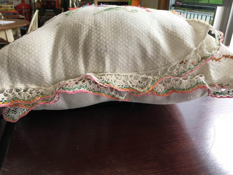 Vintage Farmhouse Boudoir Double Sided Pillow Upcycled Antique Etsy