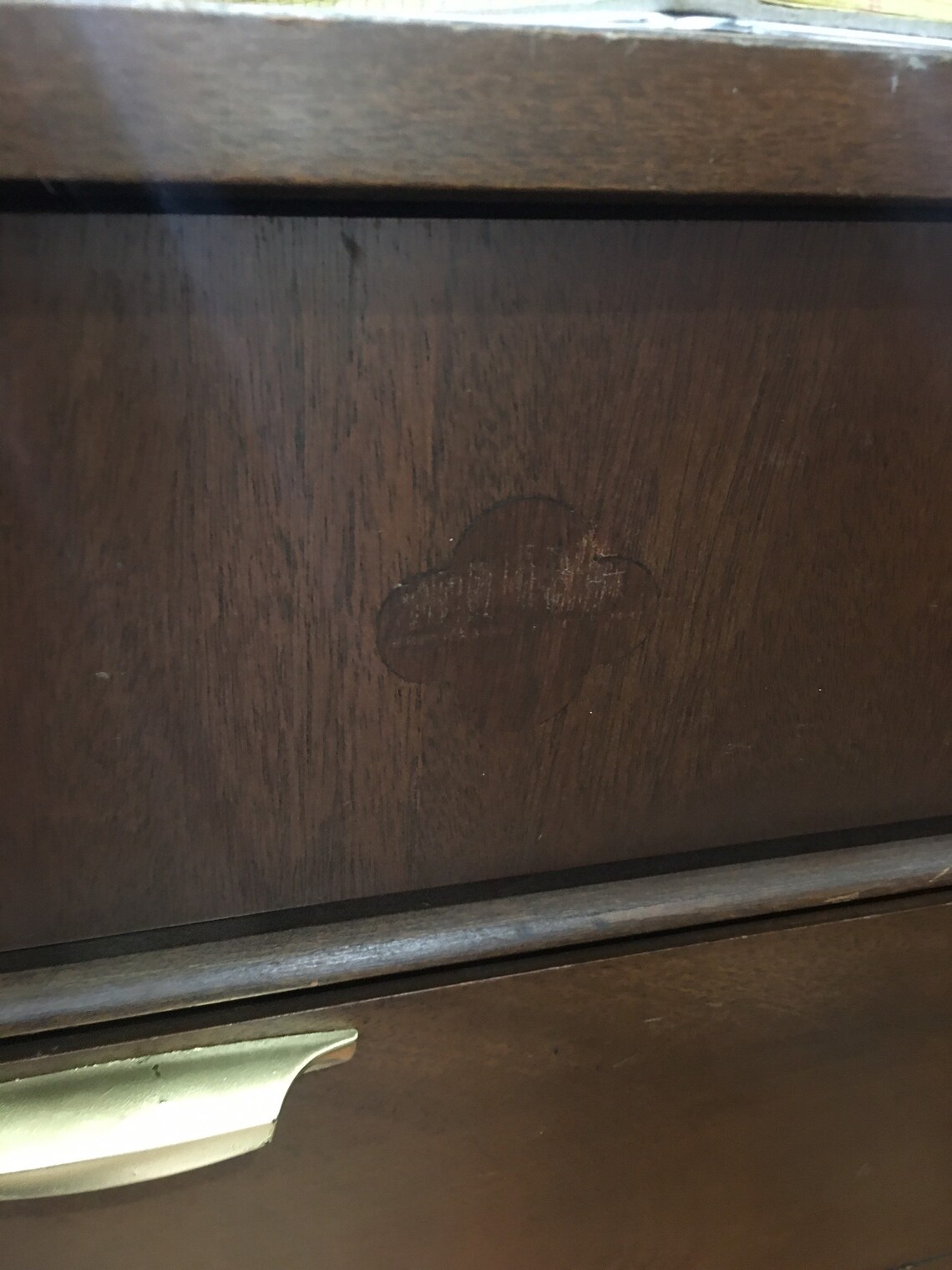 MCM Wooden Dresser With Wood Inlay Detail Brass Handle Danish Etsy