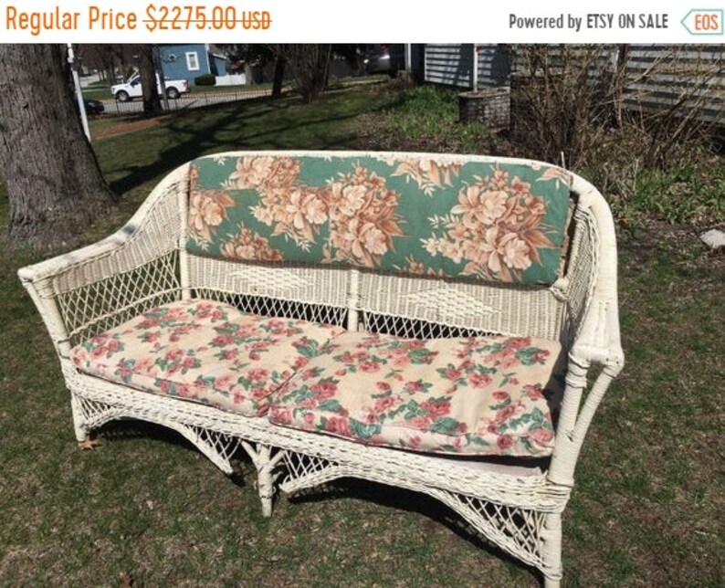 25 OFF Antique white wicker sofa summer porch life farmhouse Etsy
