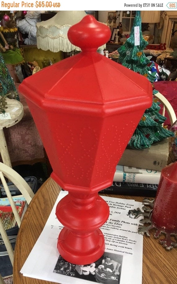 Black Friday Sale Blow Mold Red Lantern Light Topper Vintage Etsy