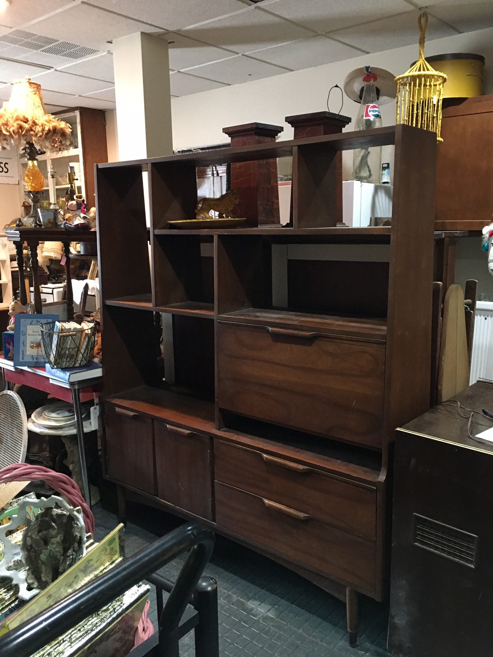 MCM Teak Large Wall Console Room Divider Book Shelf Desk Etsy