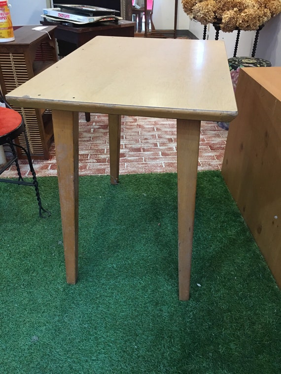 Vintage MCM Desk Table Atomic Legs Blonde Finish Living Room
