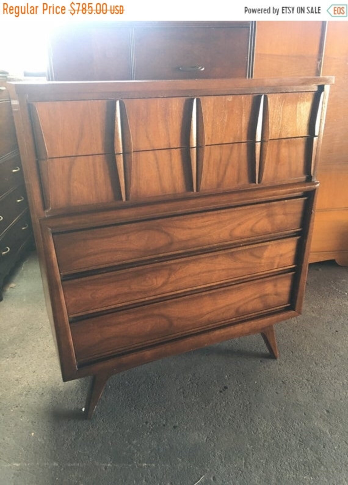 Spring Sale MCM wooden dresser with wood inlay detail wood Etsy