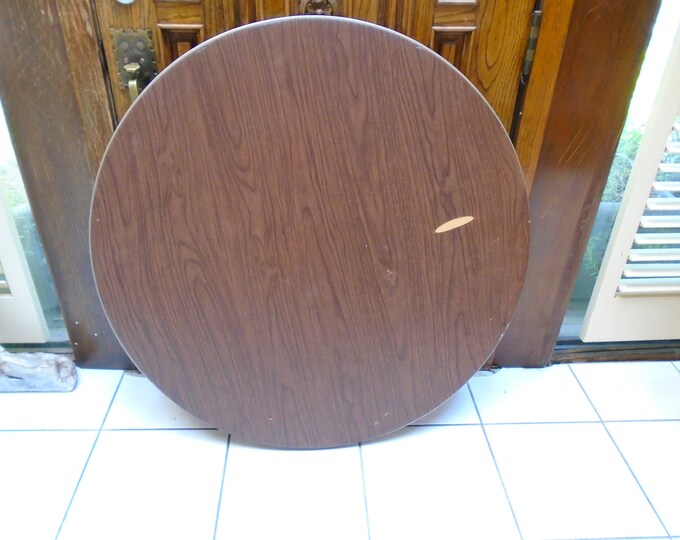 Vintage Round Folding Card Table With Faux Wood Top Gold Edge Etsy