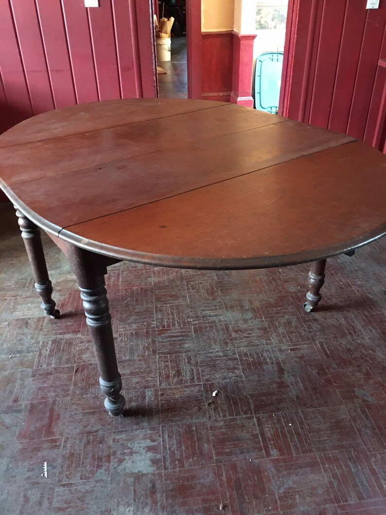 Antique Drop Leaf Oval Cherry Table Farmhouse Kitchen Large Etsy