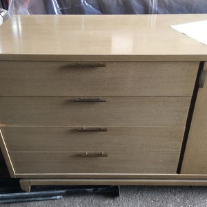 MCM Retro Vintage Blonde Bedroom Suite Set Three Pieces Furniture ...